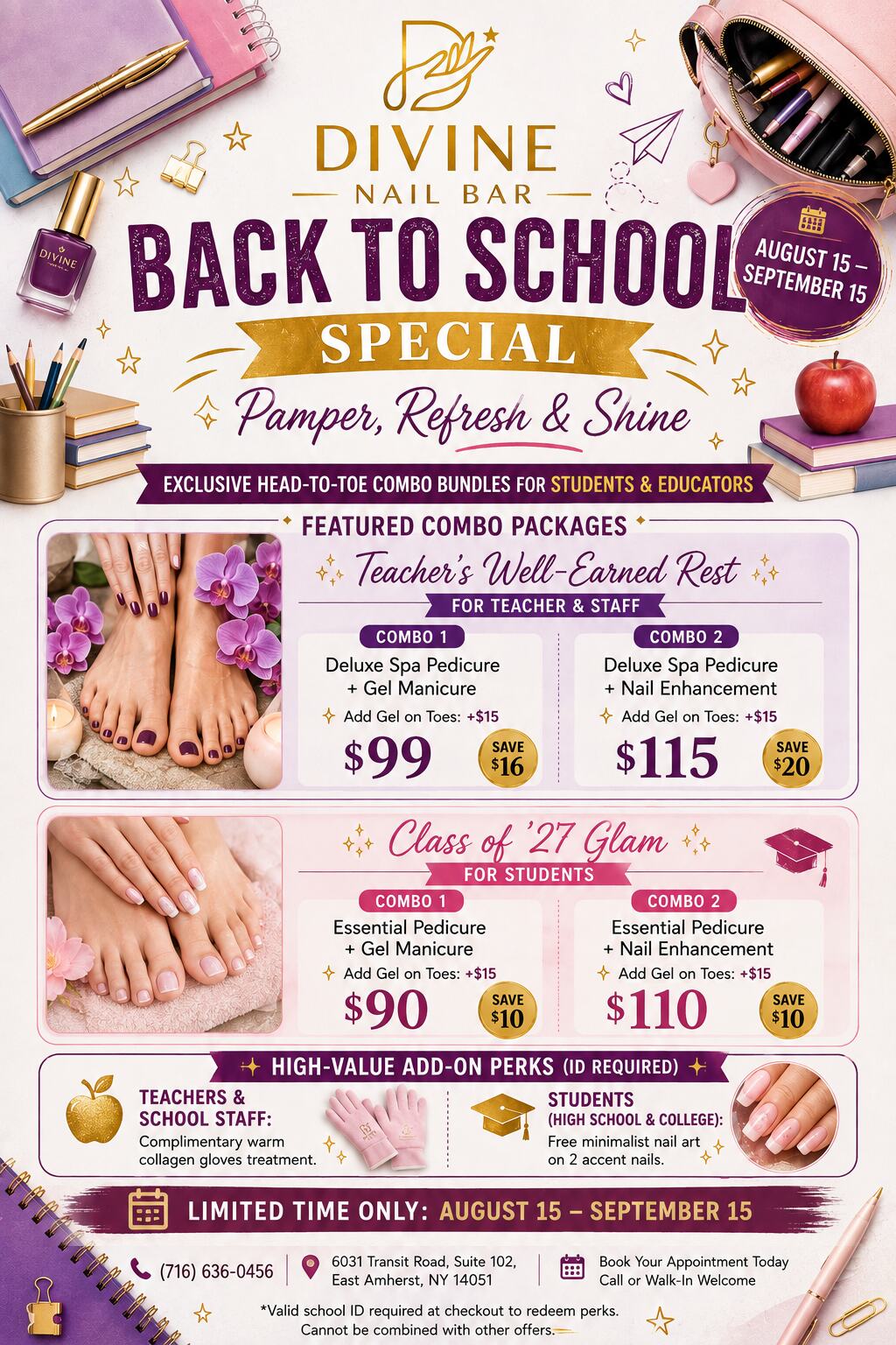 Divine Nail Bar Back to School Special promotion